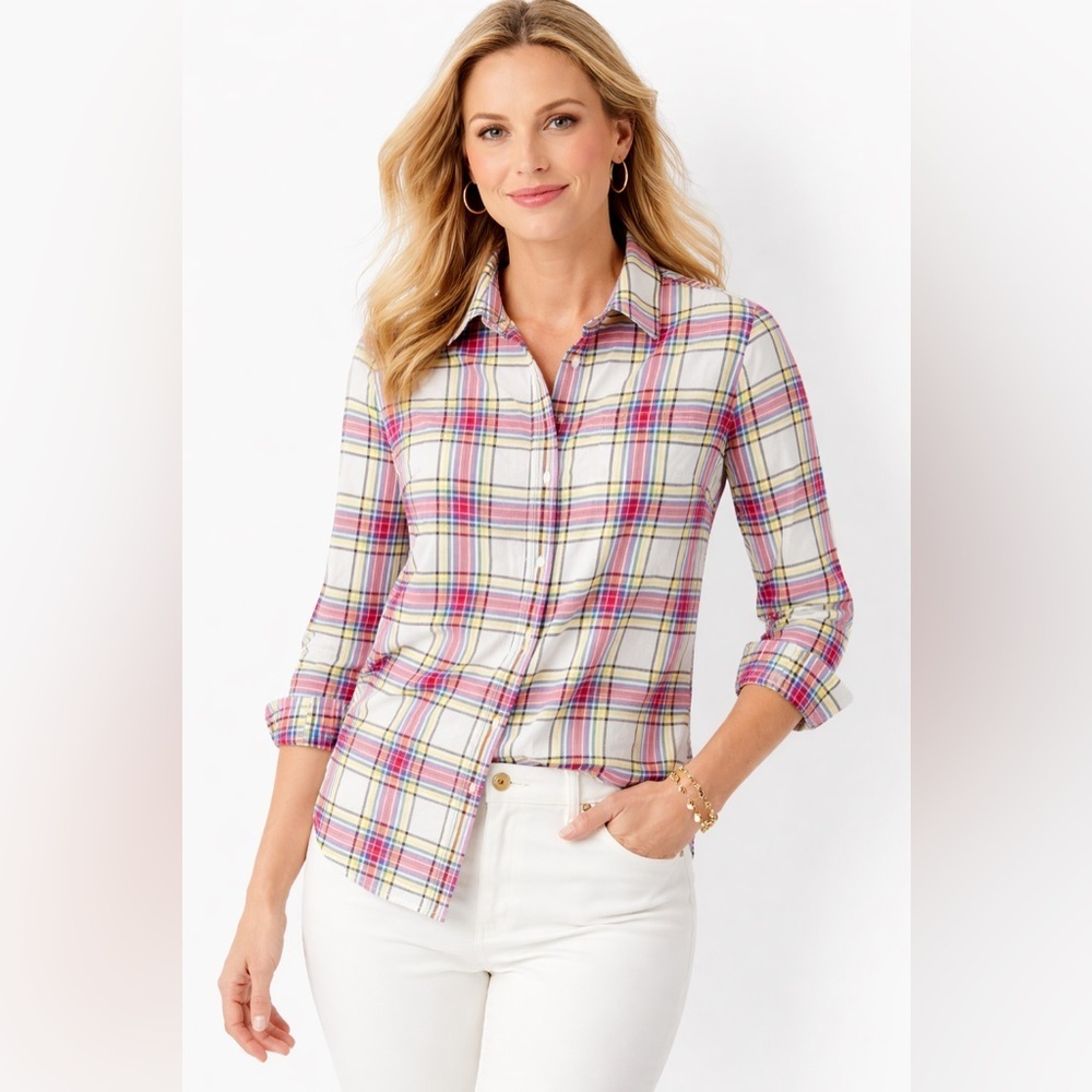 Talbots Plaid Button Down Shirt XL | Multicolor Cotton Preppy Classic Top